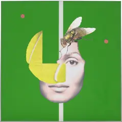 Alex Da Corte, Nosegay, 2015, foam, spray paint, sequin pins, paper, velvet and tape, in artist's frame
