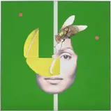Alex Da Corte, Nosegay, 2015, foam, spray paint, sequin pins, paper, velvet and tape, in artist's frame