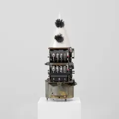 Untitled by Maurizio Cattelan, 1992, sculpture comprising paper fairy hat and engine tachometer, sold Apr 2025
