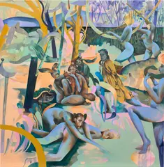 Through The Lattice Step Lightly by Jessie Makinson, 2018, oil on canvas, offered Apr 2025