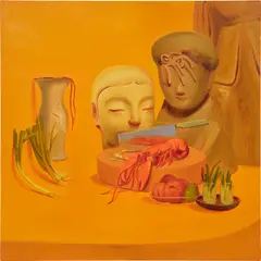 Still Life with Lobster by Dominique Fung, 2020, oil on canvas, sold Apr 2025