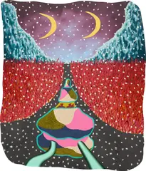 Eliot Greenwald, snow!, 2022, oilstick and acrylic on shaped canvas