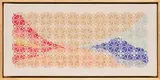 Jordan Nassar, Sometimes the Sea Catches Fire, 2018, hand-embroidered cotton on cotton, in artist's frame