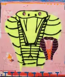 Jordy Kerwick, Two Snakes, 2021, mixed media on canvas