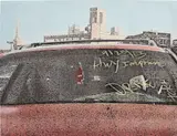 Nate Lowman, Red Car, Brooklyn, 2016, oil and alkyd on linen