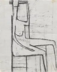 William Scott, Seated Girl, 1953-1954, charcoal on paper