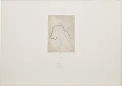 Richard Long, A Day's Walk on Honshu, 1976, ink on paper map collage laid down on paper with graphite and coloured pencil