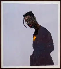 Amoako Boafo, Purple Jacket, 2019, oil on unstretched canvas