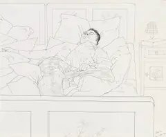 Randy Sleeping by David Hockney, ink on paper, sold Jun 2025