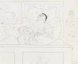 David Hockney, Randy Sleeping, ink on paper