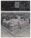Christo, Wrapped Reichstag (Project for Berlin), 1986, graphite, charcoal, pastel, fabric, string, crayon, enamel, map and paper collage on paper laid down on board, in Plexiglas box, in 2 parts