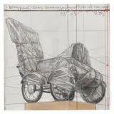 Christo, Wrapped Baby Carriage (Project), 1962-2000, graphite, pastel, crayon, enamel and card collage on card