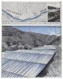Christo, Over the River (Project for Arkansas River, State of Colorado), 2005, graphite, enamel, photograph, pastel, tape and map collage on paper laid down on card, in Plexiglas box, in 2 parts