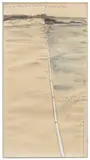Christo, Ocean Front (Bay Cover) Project for covering the cove at King's Reach, 1974, graphite, coloured pencil, enamel, and ballpoint pen on paper laid down on board, in Plexiglas box