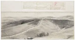 Christo, Running Fence (Project for Sonoma and Marin Counties, State of California), 1973, graphite, crayon and map collage on paper laid down on board, in Plexiglas box, in 2 parts