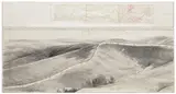 Christo, Running Fence (Project for Sonoma and Marin Counties, State of California), 1973, graphite, crayon and map collage on paper laid down on board, in Plexiglas box, in 2 parts
