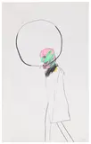 David Hockney, Man Walking (Coloured Head in Circle), 1964, graphite and coloured crayon on paper