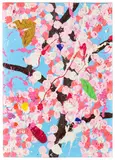 Damien Hirst, PB442. Freeing Blossom, 2021, oil on card laid down on birch ply frames with canvas webbing around the edges