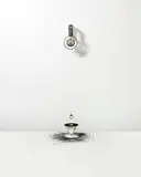 Rebecca Horn, Der Niedergang des Phönix, 1994, sieve, motor, ash, coal, glass, mirror, and funnel