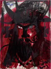 Jonathan Meese, Dr. Phantomeese 1911 de Squawwar, 2003, oil and paper collage on canvas
