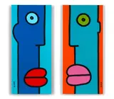 Thierry Noir, Two works: (i) I take a quick look at the situation before putting on my new sunglasses; (ii) My ideas are sharp and my shoes are shiny, 2023, each acrylic on canvas