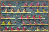 Derek Fordjour, Regatta Pattern Study, 2020, acrylic, charcoal, oil pastel and foil on newspaper mounted on canvas, in artist's frame