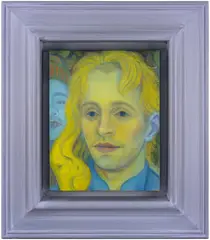 Steven Shearer, Synthist, 2018, oil and oil pastel on linen stretched over panel, in artist's frame
