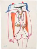 George Condo, Untitled no. 3, 1999, wax crayon on paper