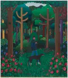 Ben Sledsens, Wanderer with Dog, 2017-2018, oil and acrylic on canvas