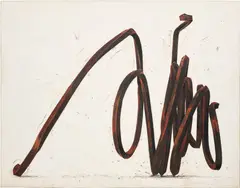 Bernar Venet, Two Undetermined Lines, 1989, oilstick, charcoal and collage on paper laid down on canvas