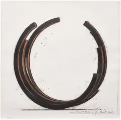 Bernar Venet, 224.5° Arcs, 2002, oilstick on printed image on paper