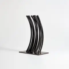 91.5° Arc x 14 by Bernar Venet, 2005, rolled steel with black patina, sold Oct 2025