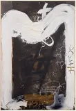 Antoni Tàpies, M i creu blanques, 1987, mixed media on paper laid down on canvas