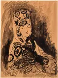 Francis Picabia, Espagnole à la mantille, 1920, ink, graphite and watercolour on paper laid down on card