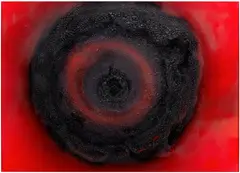 Otto Piene, Fire Eye, 1979, oil and soot on canvas