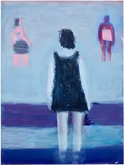Wander into Blue Stripes by Katherine Bradford, 2020, acrylic on canvas, sold Oct 2025
