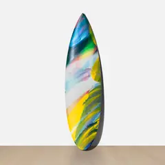 Katharina Grosse, colorless with a hint of blue (#20), 2019, acrylic and spray paint on laminated Paulownia wood