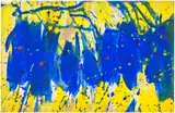 Sam Francis, Composition, Blue, Red, Yellow, 1959, gouache on paper laid down on Masonite