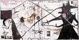 Jonathan Meese, Garten Eden II, 2004, oil, metallic paint, paper collage, photographs, resin, plaster and hair​ on canvas, in 3 parts