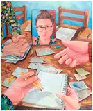 Rebecca Ness, Drawing Party, 2020, oil on linen