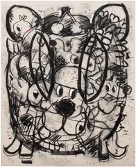 Szabolcs Bozó, Daisy, 2020, charcoal, acrylic and oilstick on canvas