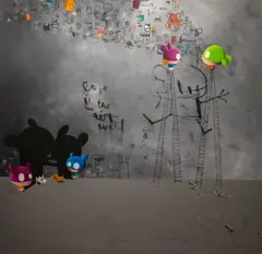 Edgar Plans, Love is in the wall, 2019, acrylic on canvas
