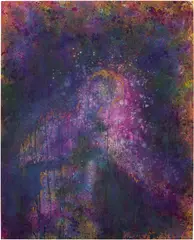 Alexis McGrigg, Undone, 2022, Procion dye and gold mica powder on canvas