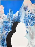 Hou Zichao, Snowman-huge snow, mountain top, black shadow, heart the same, 2021, acrylic on linen