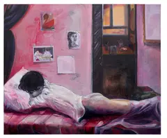 William Grob, The artist reclining, 2023, oil on linen
