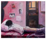 William Grob, The artist reclining, 2023, oil on linen