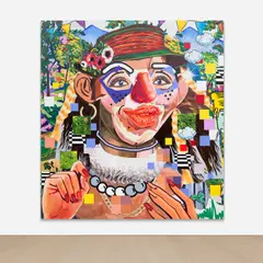 Allison Zuckerman, Spaghetti Western, 2022, oil, acrylic and archival CMYK ink on canvas