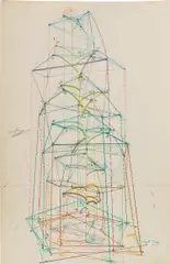 Ștefan Bertalan, Sunflower, 1979, coloured pencil, ink and graphite on paper