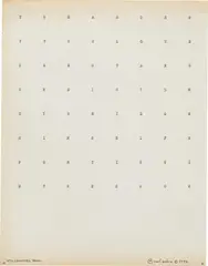 Carl Andre, Stillanovel Trial No 20, 1972, typewriter ink on paper