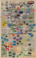 Gabriel Kuri, Untitled (Il Manifesto), 2003, adhesive labels on newspaper